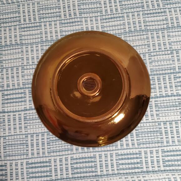 Vintage Creigiau Copper Lustre Plate Studio Pottery Ceramic Hammered MCM Wales - Picture 4 of 11